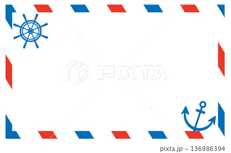 トリコロールのマリンフレーム背景イラスト素材 136986394