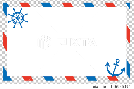 トリコロールのマリンフレーム背景イラスト素材 136986394