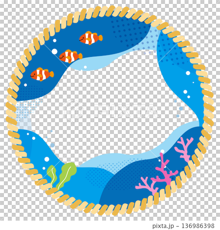 小丑魚海洋繩索框架背景插圖素材 小丑魚海洋繩索框架背景插圖素材 136986398