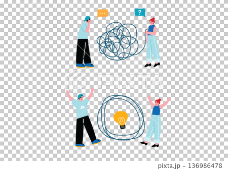 問題を解決する男女のイラスト 問題を解決する男女のイラスト 136986478