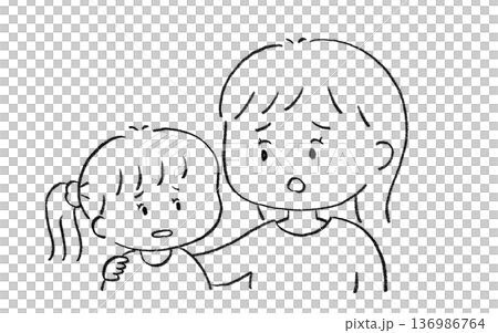 Mother soothing anxious child girl Mother soothing anxious child girl 136986764