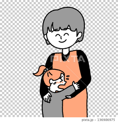 Illustration of someone comforting a crying girl Illustration of someone comforting a crying girl 136986975