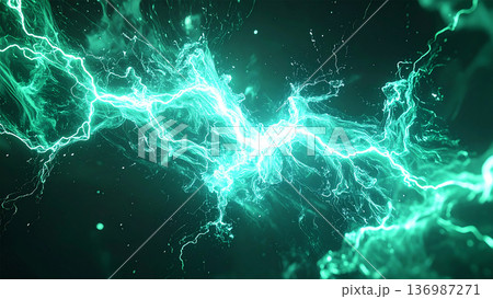 緑色の稲妻のエフェクト背景 136987271