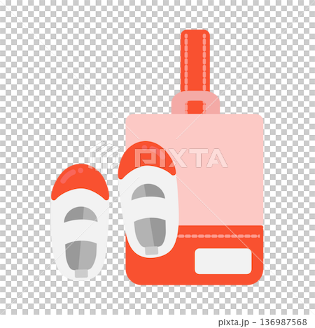 紅色室內鞋和室內鞋袋的示意圖 136987568