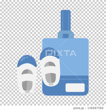 藍色室內鞋和室內鞋盒示意圖 藍色室內鞋和室內鞋盒示意圖 136987569