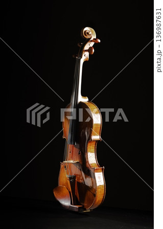 名器レアンドロ・ビジャッキのヴァイオリン高級クラシック弦楽器のスタジオ撮影  136987631