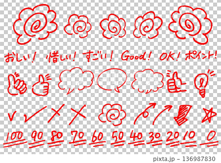 [Teacher/Instructor] Test Grading Handwritten Illustration Material [Cram School/Education] 136987830