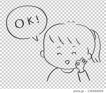一個女孩表示同意,一邊比劃一邊說「OK」。 一個女孩表示同意,一邊比劃一邊說「OK」。 136988009
