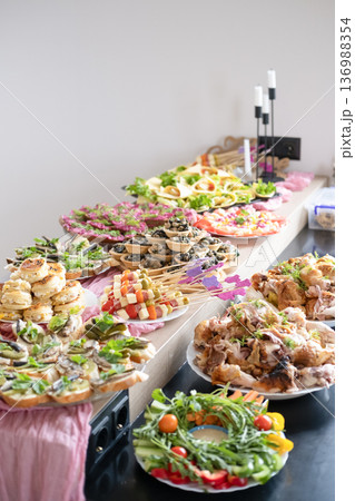 buffet of different food on the table buffet of different food on the table 136988354