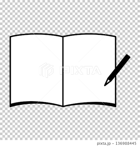 白紙の見開きノートと鉛筆のイラスト 白紙の見開きノートと鉛筆のイラスト 136988445