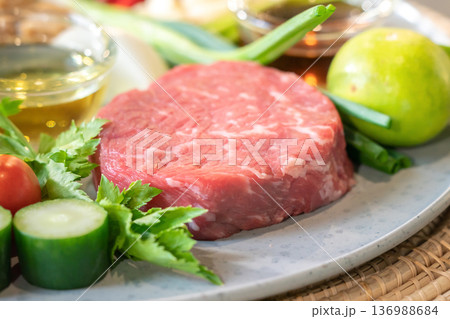 Spicy Thai Beef Salad will be cooked by ingredient such as red beef, onion, green vegetables, Red Radish, pepper, lemon ,and garlic. Spicy Thai Beef Salad will be cooked by ingredient such as red beef, onion, green vegetables, Red Radish, pepper, lemon ,and garlic. 136988684