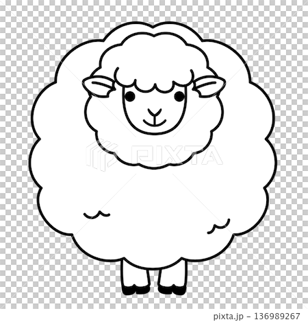 毛茸茸的綿羊正面圖向量圖 136989267