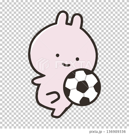 サッカーをするうさぎ 136989336