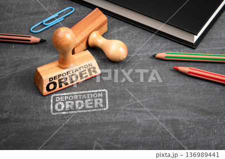 DEPORTATION ORDER Legal Enforcement And Immigration Control Concept On Chalkboard DEPORTATION ORDER Legal Enforcement And Immigration Control Concept On Chalkboard 136989441