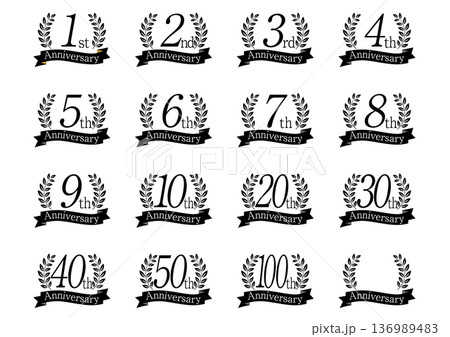 月桂樹の周年アイコンセット 136989483