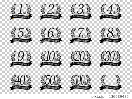 月桂樹の周年アイコンセット 136989483