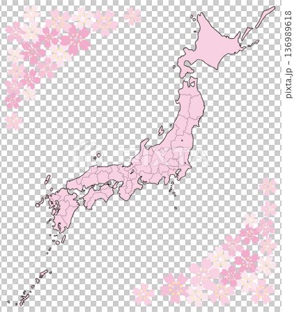 桜と日本列島 桜と日本列島 136989618