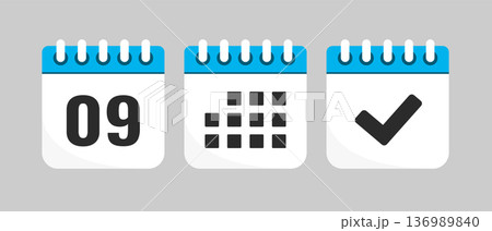 Set icons page calendar - day 9, agenda, done 136989840