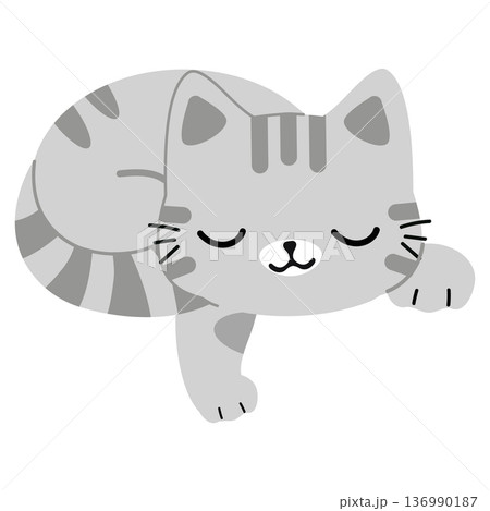 Cute Sleeping Tabby Cat Illustration Cute Sleeping Tabby Cat Illustration 136990187