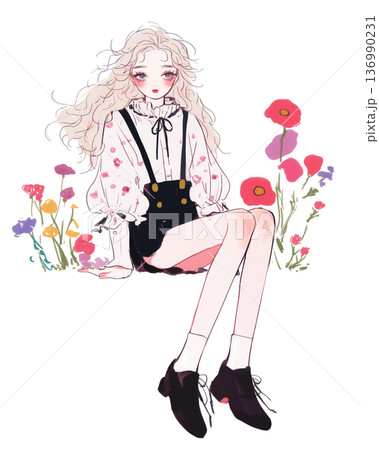 花と女性 136990231