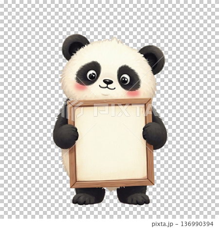 動物キャラクターがメッセージボードを持つかわいいイラスト 136990394