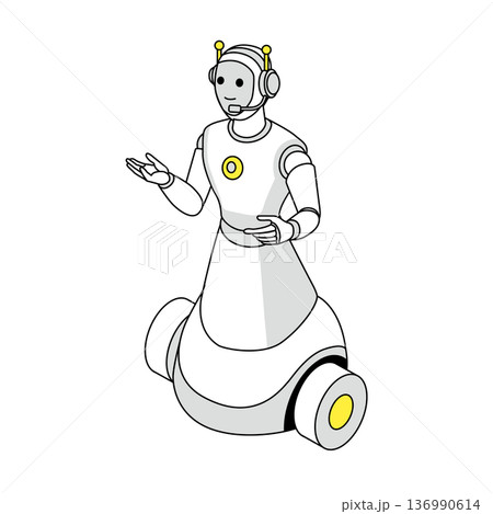 会話する全身型AIロボットのイラスト 136990614