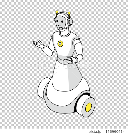 会話する全身型AIロボットのイラスト 136990614