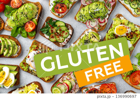 Menu background with variety of different vegan sandwiches 136990697