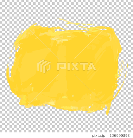 筆のかすれ、筆の質感があるイラスト。黄色のグランジ背景。見出しのベクター素材。 136990898