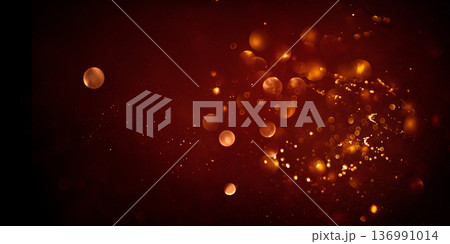 Golden abstract bokeh on black background. 136991014