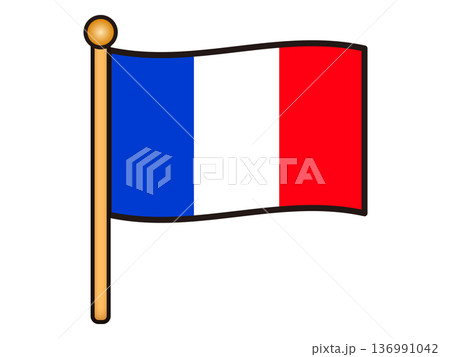 たなびくフランスの国旗のイラスト素材 136991042