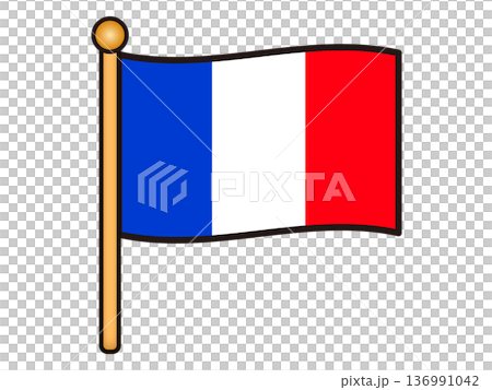 飄揚的法國國旗插畫素材 136991042