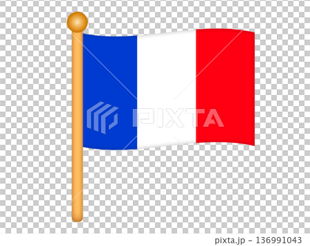 飄揚的法國國旗插畫素材 2 136991043