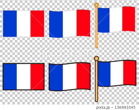 フランスの国旗のイラスト素材セット 136991045