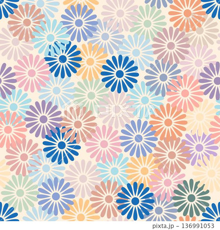 Colorful Daisy Flower Seamless Summer Floral Pattern 136991053