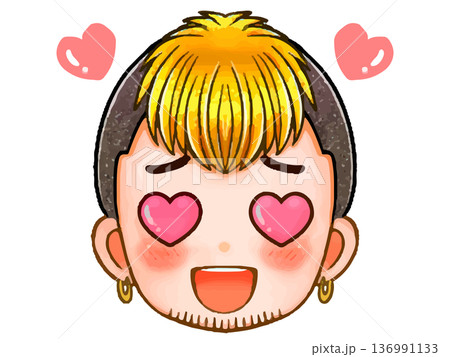 イカツイ強面ヤンキー男子のちびキャラ顔アイコンイラスト素材5 イカツイ強面ヤンキー男子のちびキャラ顔アイコンイラスト素材5 136991133
