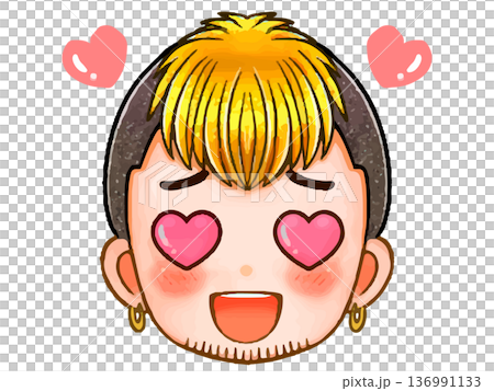 イカツイ強面ヤンキー男子のちびキャラ顔アイコンイラスト素材5 イカツイ強面ヤンキー男子のちびキャラ顔アイコンイラスト素材5 136991133