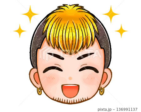 イカツイ強面ヤンキー男子のちびキャラ顔アイコンイラスト素材2 イカツイ強面ヤンキー男子のちびキャラ顔アイコンイラスト素材2 136991137