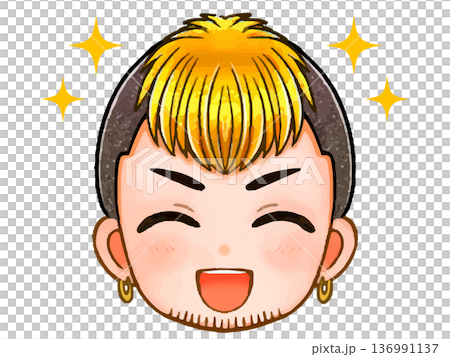 イカツイ強面ヤンキー男子のちびキャラ顔アイコンイラスト素材2 イカツイ強面ヤンキー男子のちびキャラ顔アイコンイラスト素材2 136991137