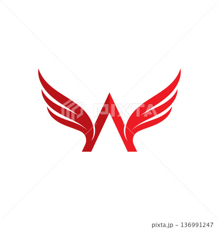 letter a symbols with wings on white background. abstract logo designs 136991247