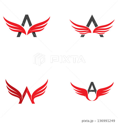letter a symbols with wings on white background. abstract logo designs 136991249