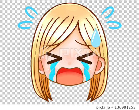 Cute blonde gal chibi character face icon illustration material 5 Cute blonde gal chibi character face icon illustration material 5 136991255