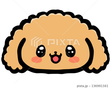 かわいいトイプードルの顔アイコンイラスト素材2 136991381