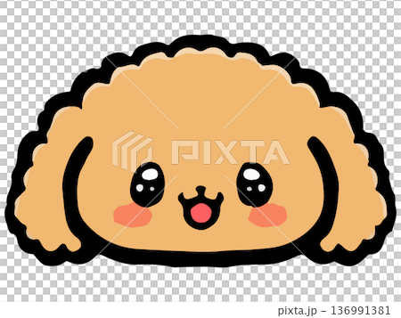かわいいトイプードルの顔アイコンイラスト素材2 136991381
