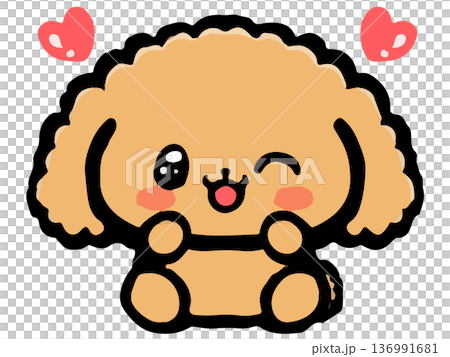 可愛的玩具貴賓犬坐姿塗鴉插圖 3 136991681