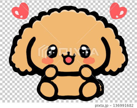 Cute toy poodle sitting doodle illustration 4 Cute toy poodle sitting doodle illustration 4 136991682