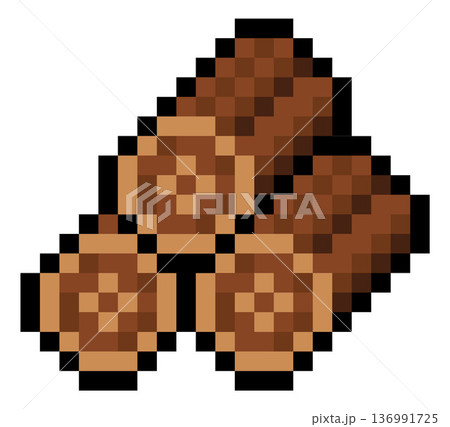 Pixel Art Wood Log Stack Video Game Item Icon Pixel Art Wood Log Stack Video Game Item Icon 136991725