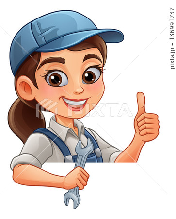 Woman Female Spanner Wrench Mechanic Plumber 136991737