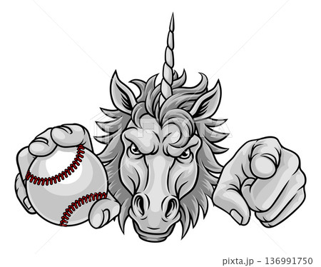 Unicorn Horse Baseball Softball Sports Team Mascot 136991750