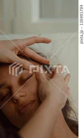 Restorative facial therapy soothes tired skin and enhances glow Restorative facial therapy soothes tired skin and enhances glow 136991784